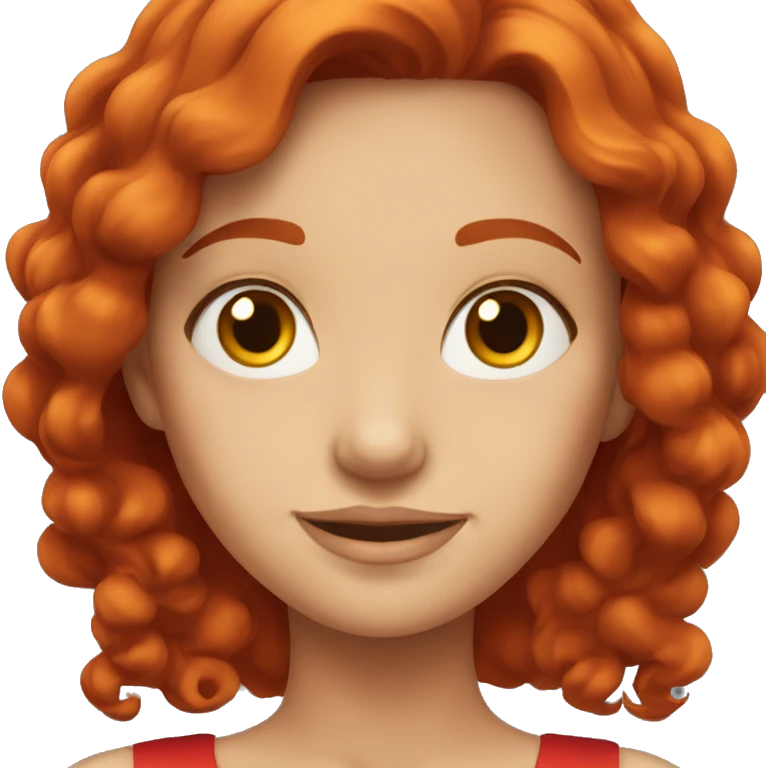 "A beautiful girl with red hair, wearing a red dress." emoji