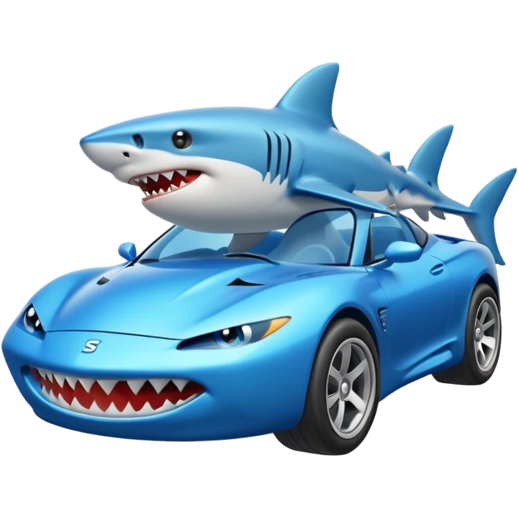 shark driving a fast car emoji