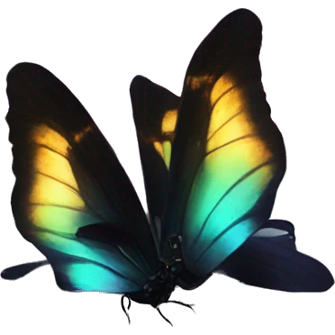 Dark iridescent butterfly glowing on top of cats head  emoji