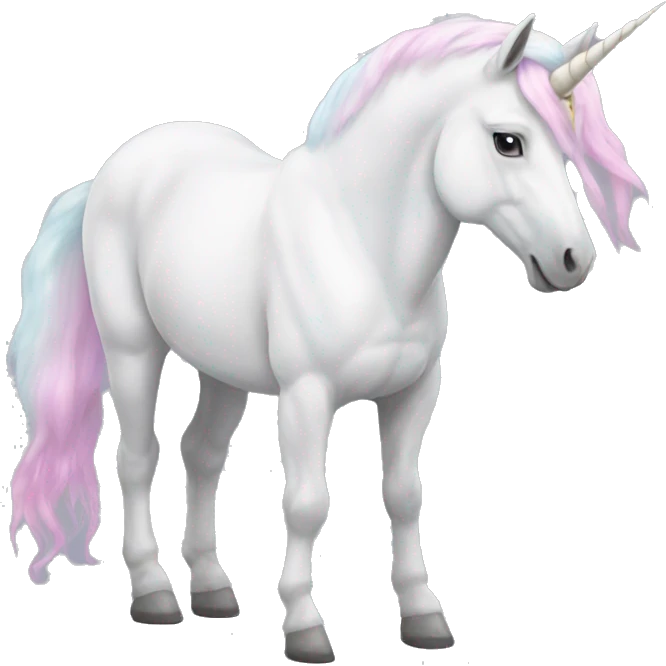 Fullbody White unicorn with pastel color mane  emoji