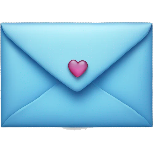 Blue written letter with heart in middle emoji