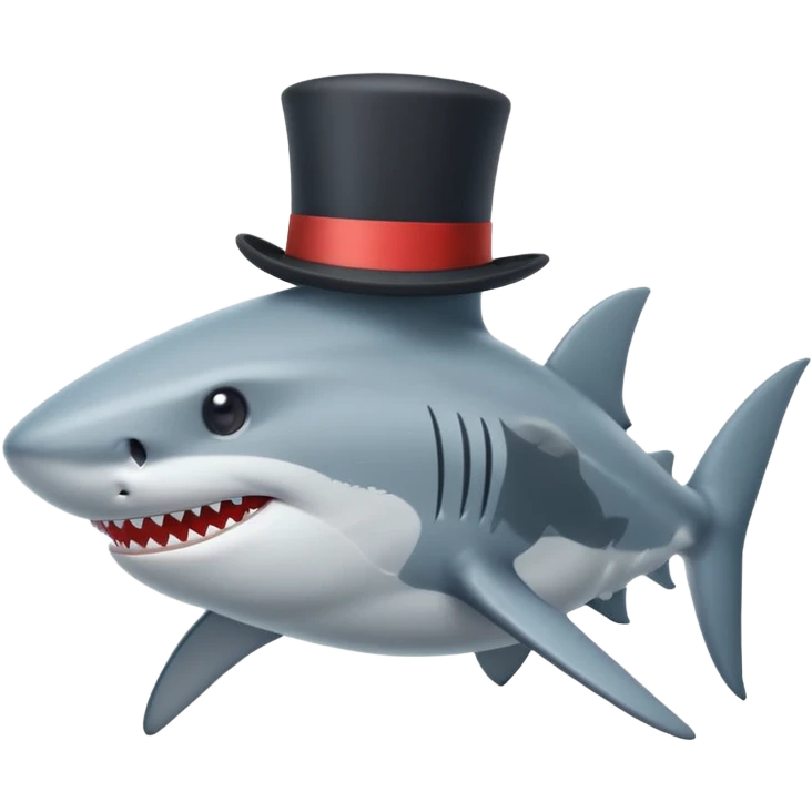 Shark with a top hat emoji