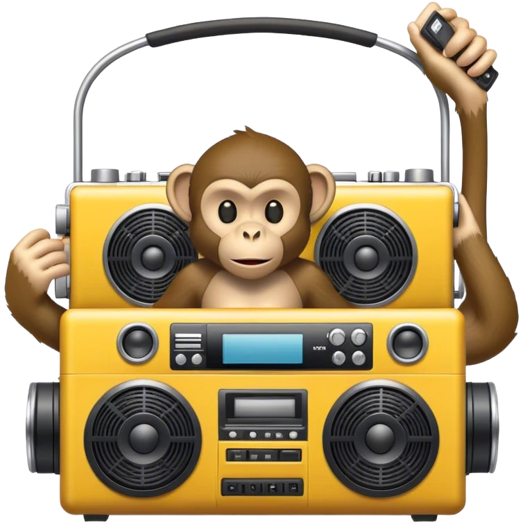 Monkey on a train with a boombox emoji