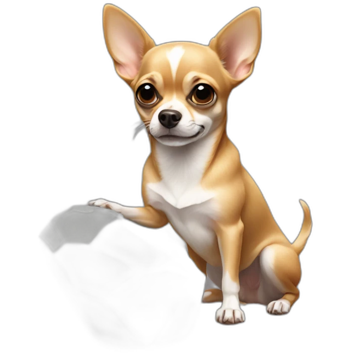 chihuahua holding a huge stone emoji