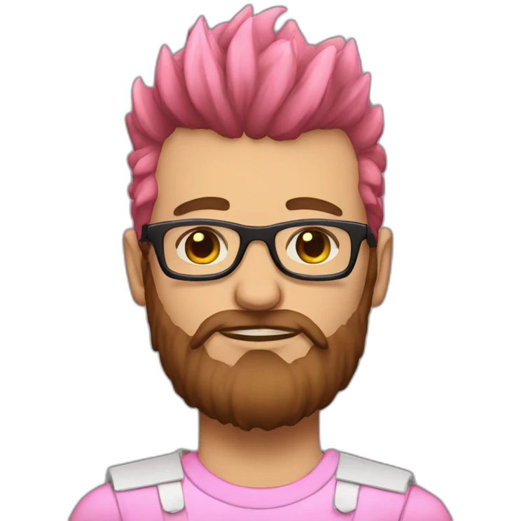 white punk, brown beard, pink mohawk, thick glasses emoji