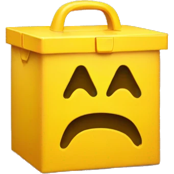 a red box with a yellow m on it and yellow handles on the top  emoji