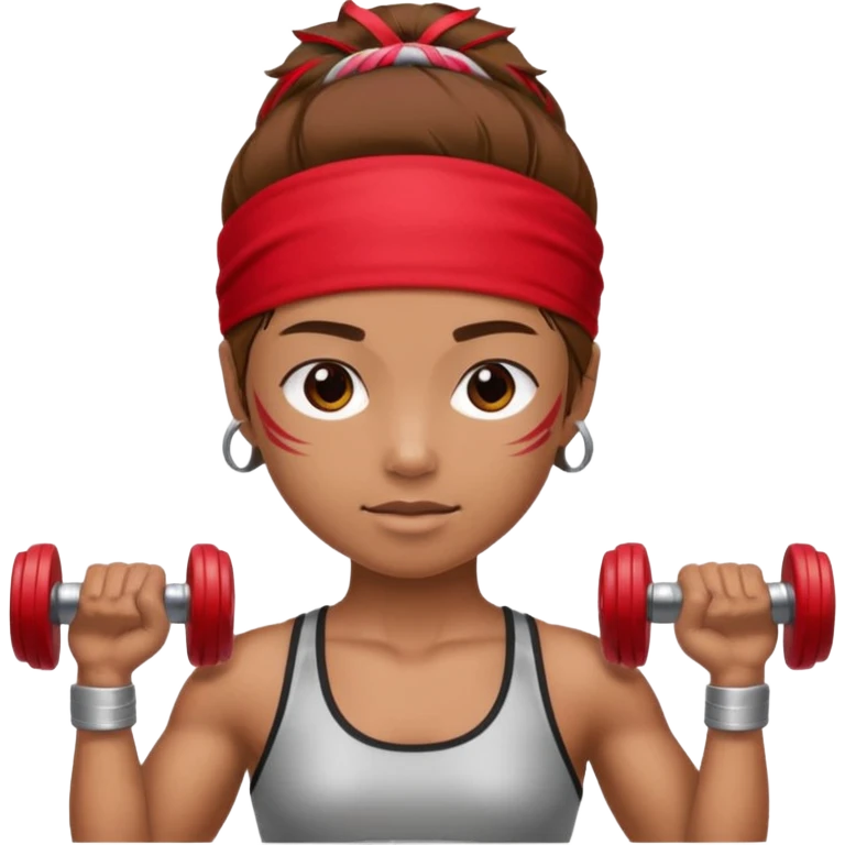 athlete with red headband, hold a mini dumbbell emoji