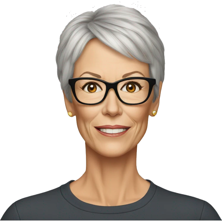 super realistic jamie lee curtis wearing tee emoji