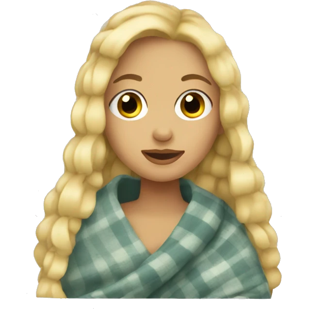 Cozy blanket girl with blonde hair emoji