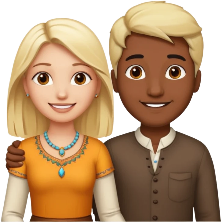 Indian man and blonde woman holding hands emoji