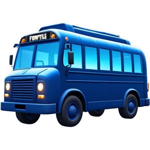 Fortnite battle bus signal projected in the night sky, similar to the bat signal but with the battle bus silhouette emoji
