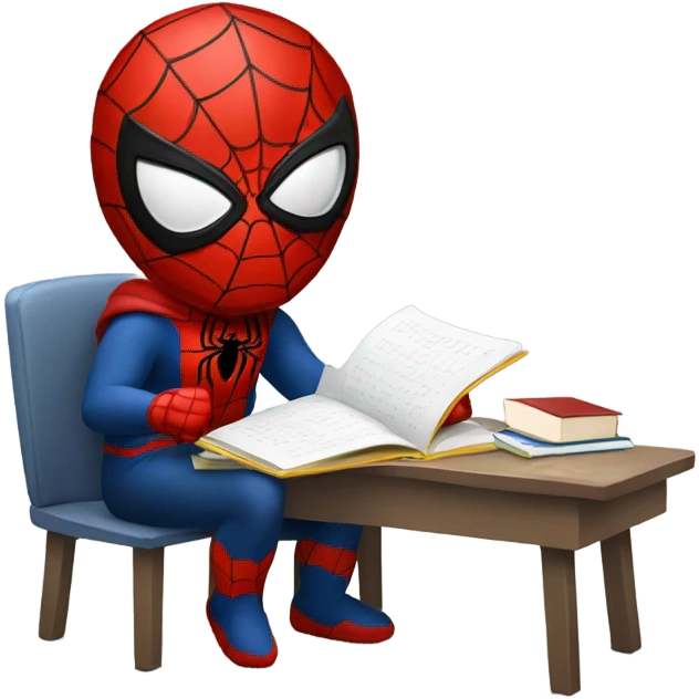 Spiderman studying emoji