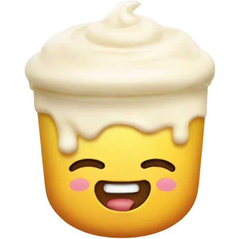 Smiling emoji with mayonnaise on top of it, blushing satisfied  emoji