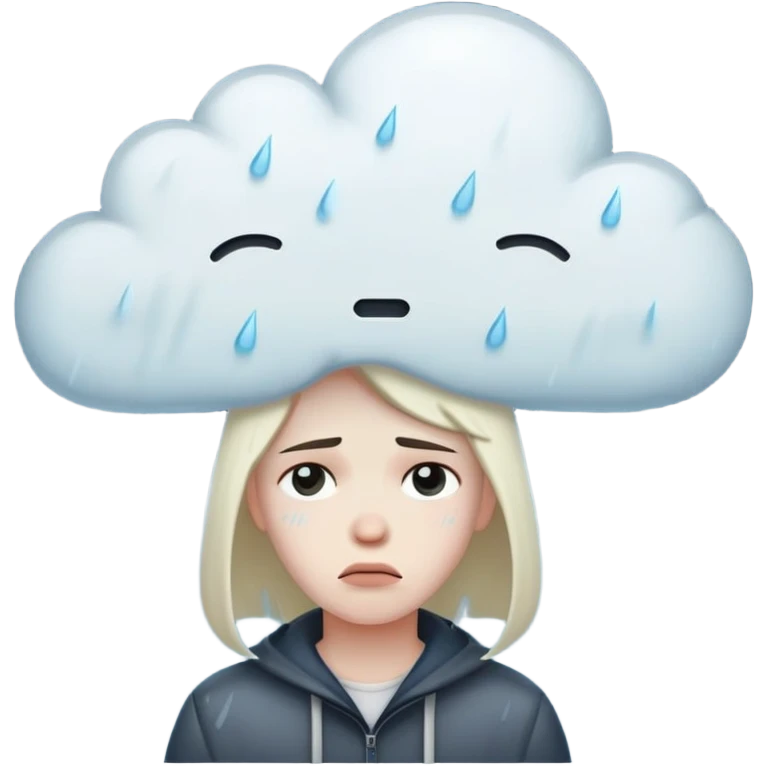 depression cloud over head rain sad expression emoji