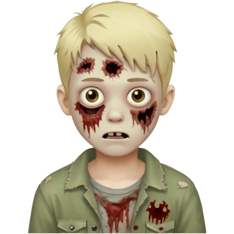 Cute blonde boy, 16 years old zombie emoji