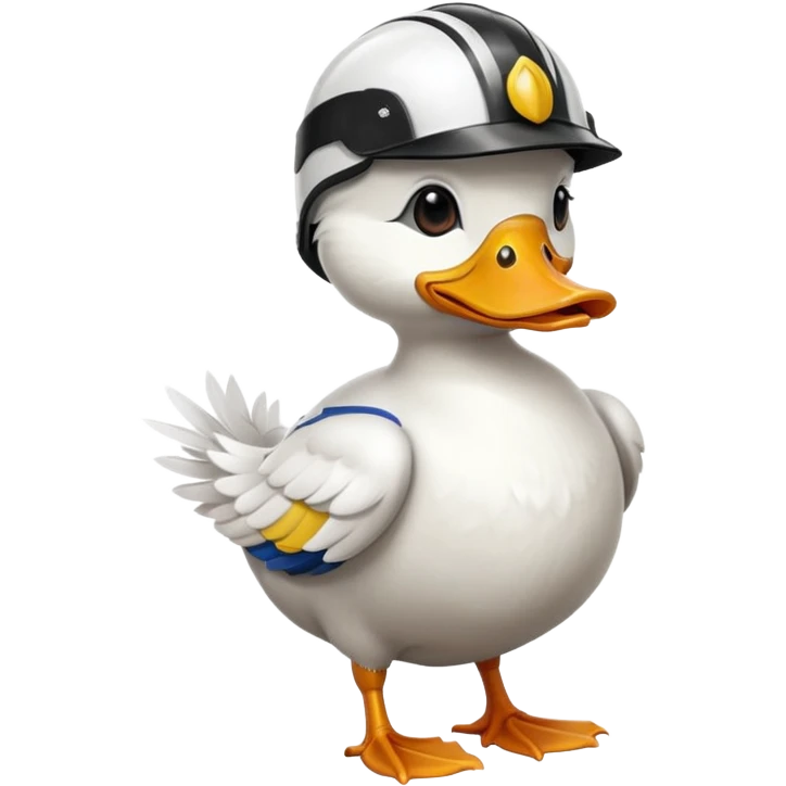 standing duck with racing helmet  emoji