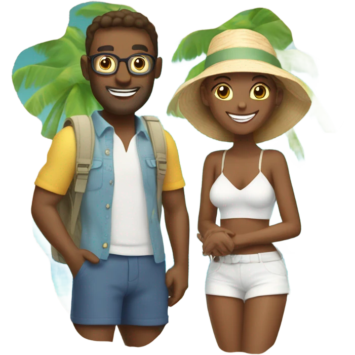 happy couple on vacation emoji