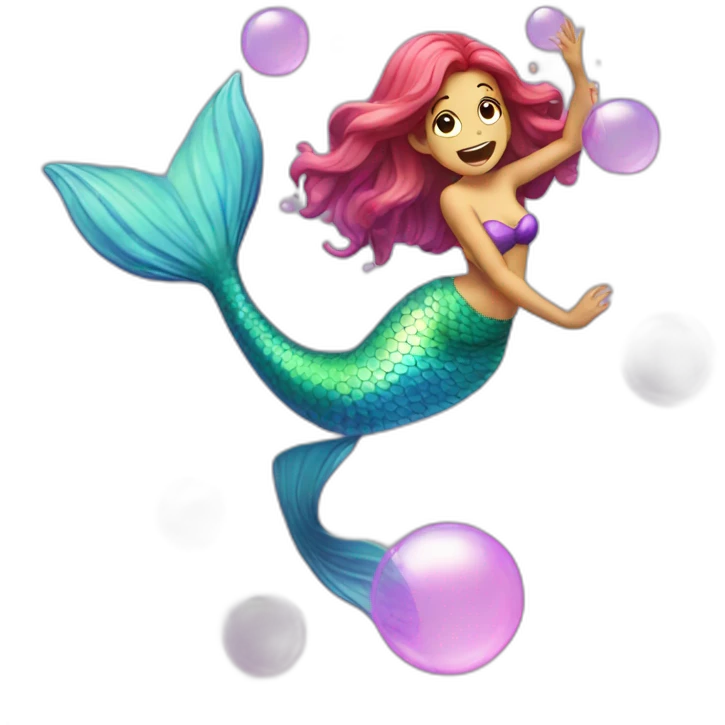 mermaid farting colorfull bubbles emoji