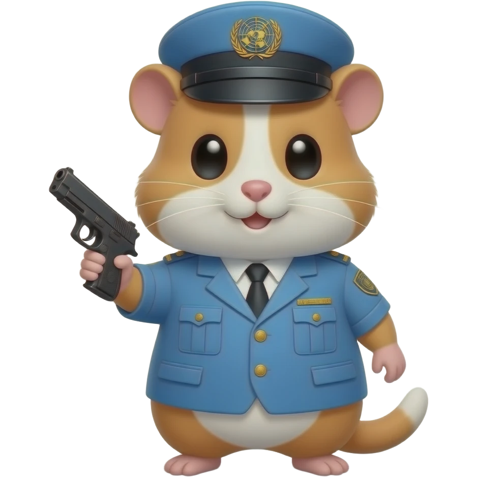 cute hamster wearing a united nation uniform holding a glock 17 emoji