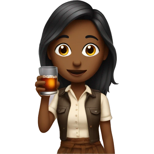 Girl drinking bourbon  emoji