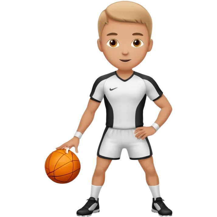 white sportsman in the playground with ball, dressed in sport suit emoji