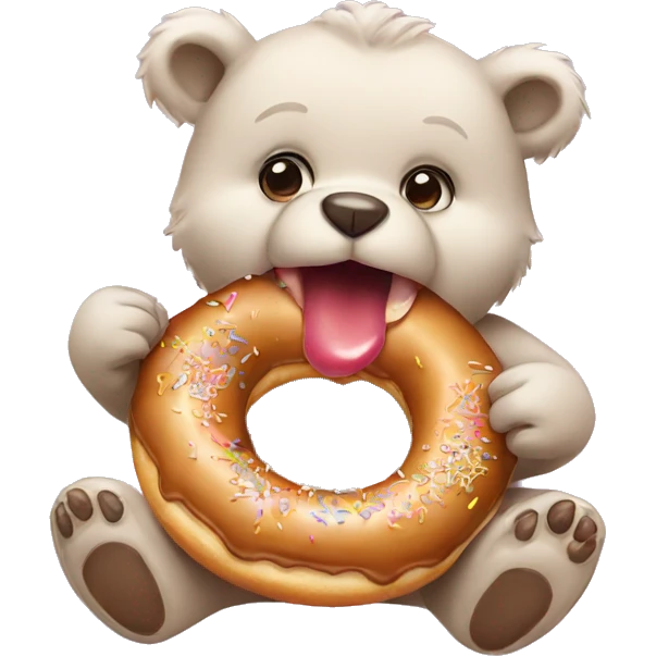 baby bear eating a donut emoji