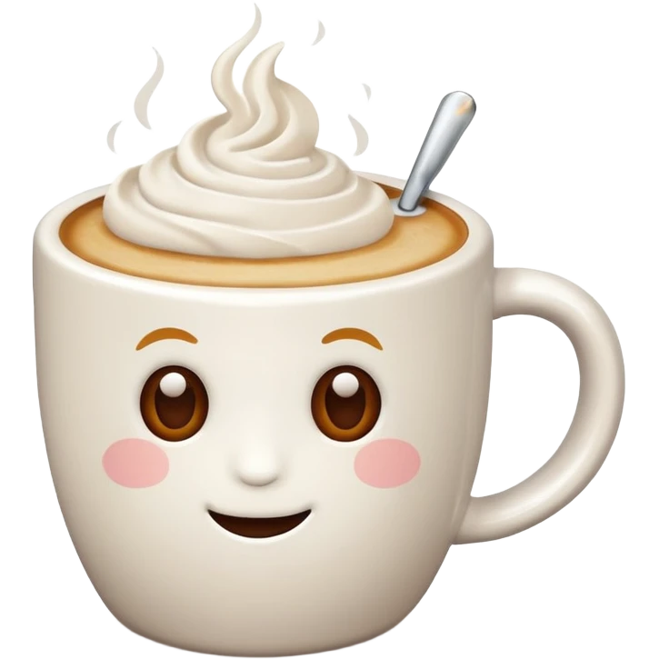 latte in a mug with no face emoji