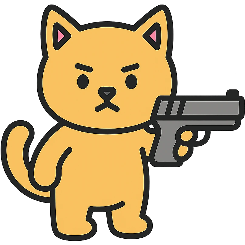 cat holding a gun colored icon emoji