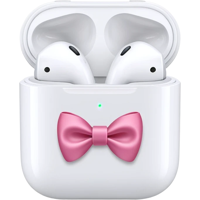 AirPods with a bow emoji