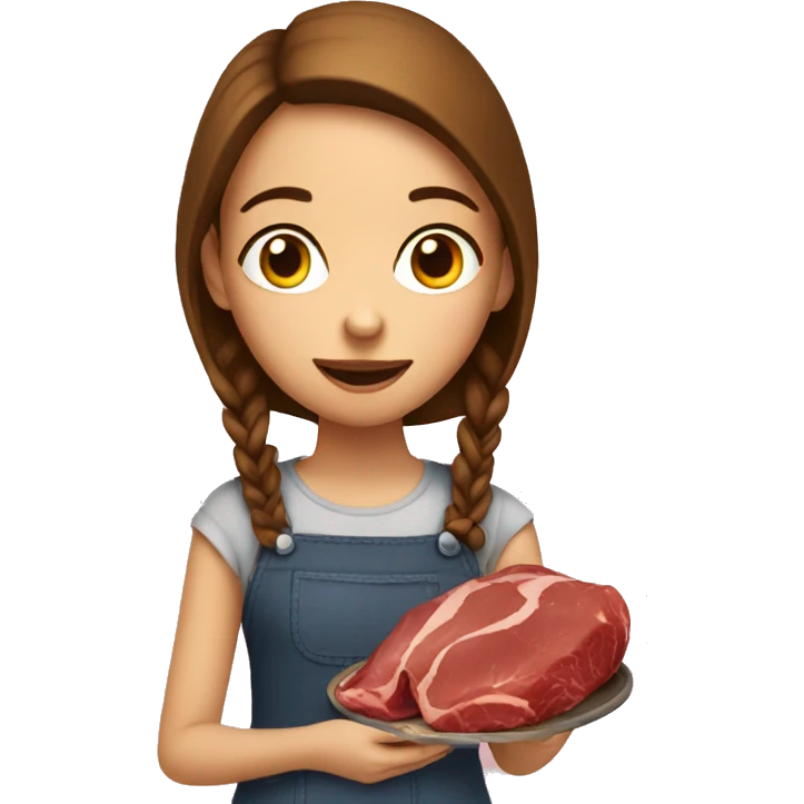 a girl eat meat emoji