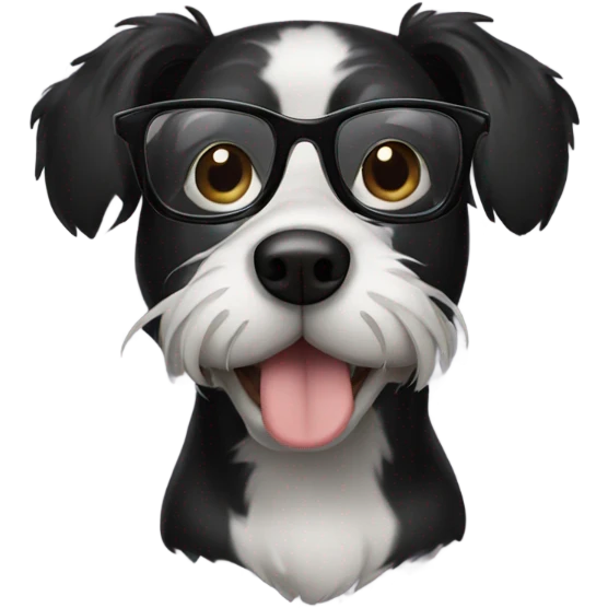 Black dog wearing glasses  emoji