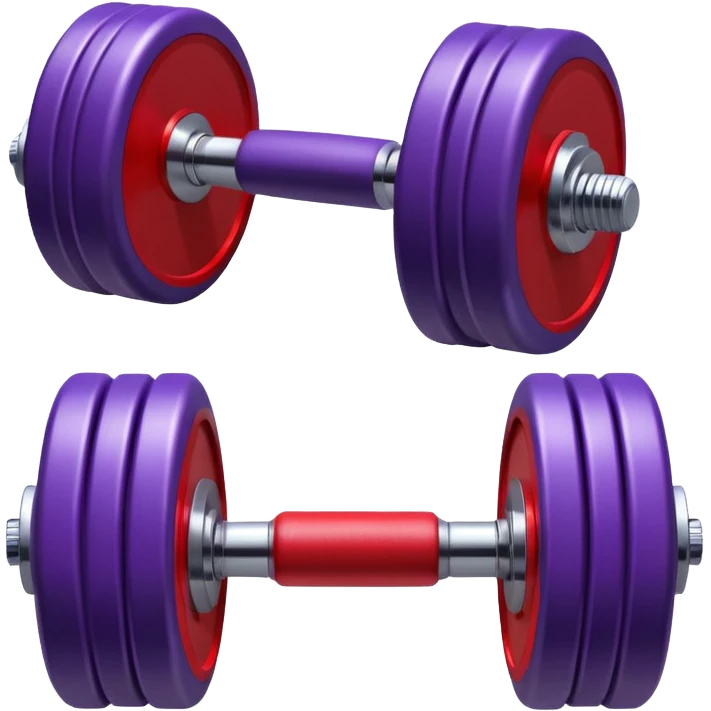 one purple red dumbbell, fitness weight emoji