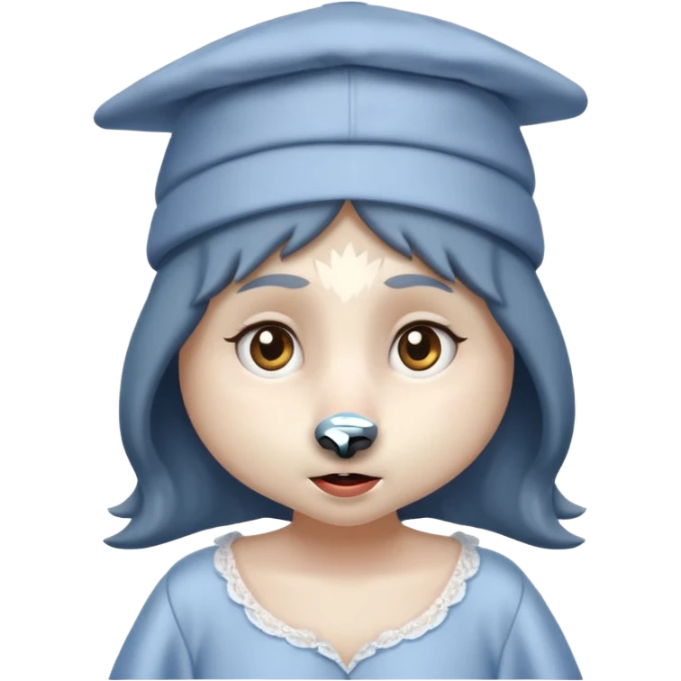 the wolf in grandma's nightgown and cap in the little red riding hood story emoji