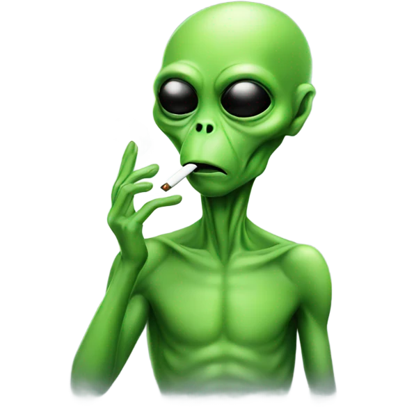 green alien smoking emoji