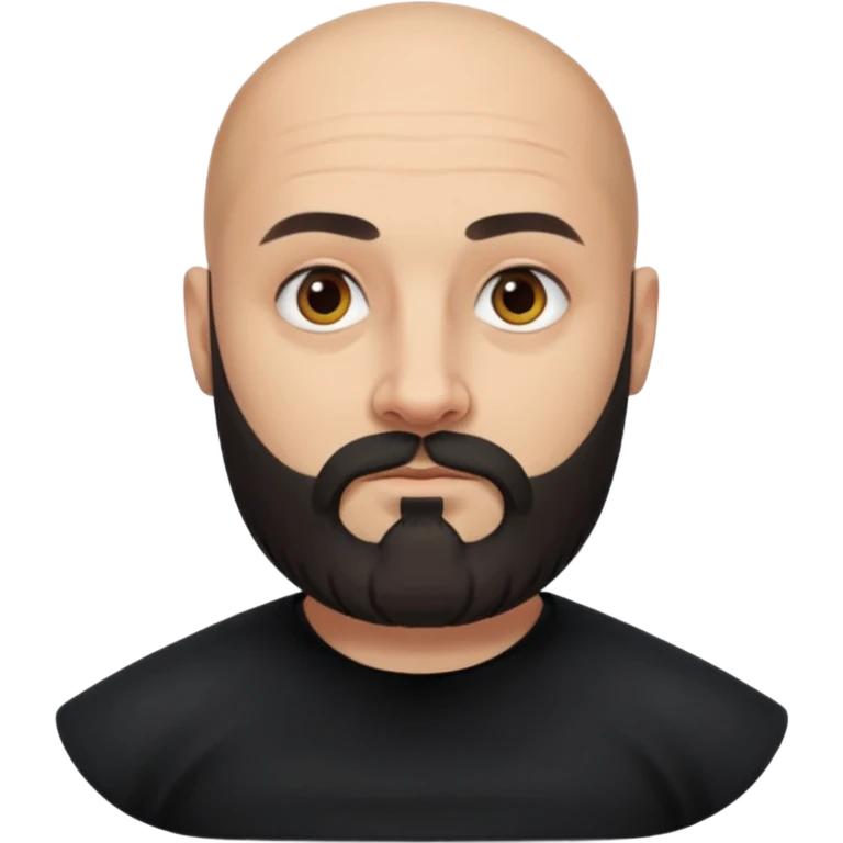 Oliver Riedel, bald, thick beard, reserved look, black clothing emoji