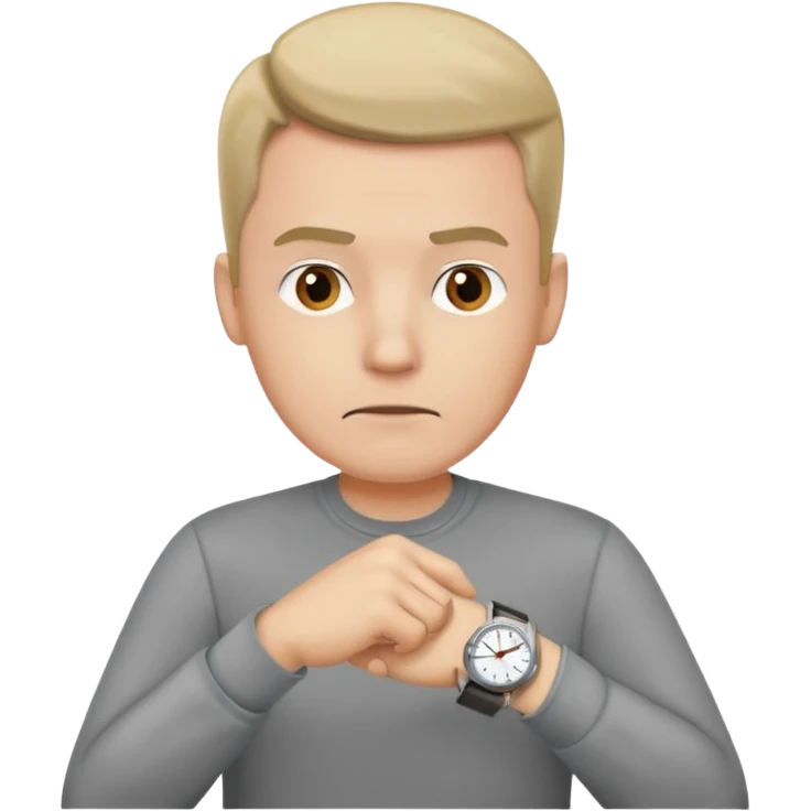 bored man pointing at his watch on his wrist emoji
