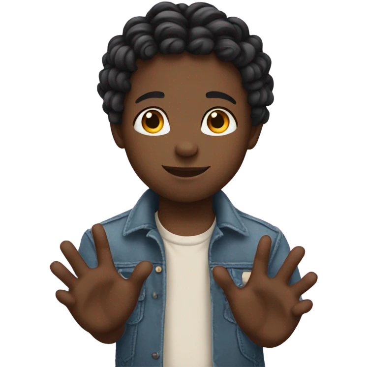 Black boy with braids using hands to make a heart emoji