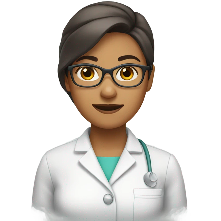 Brow hair, olive skin, glasses female dentist  emoji