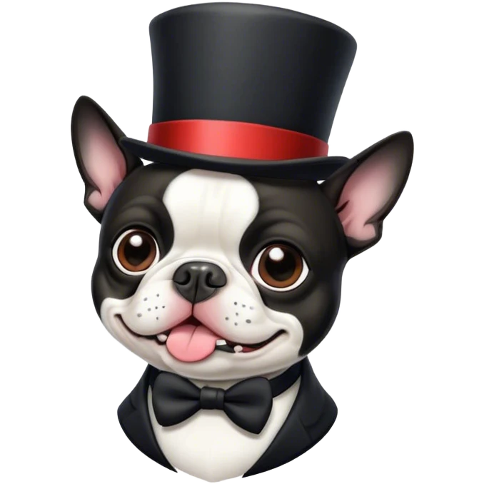 Boston terrier in a top hat emoji