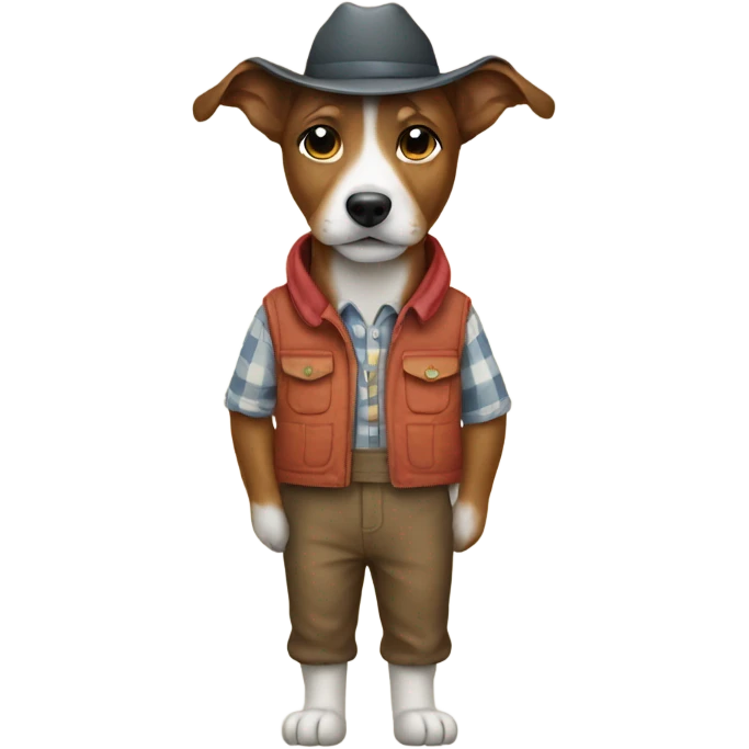 a dog with a farmers outfit on emoji