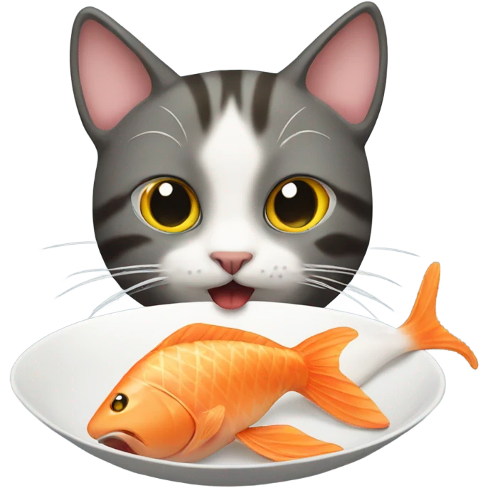 Cat eating fish emoji