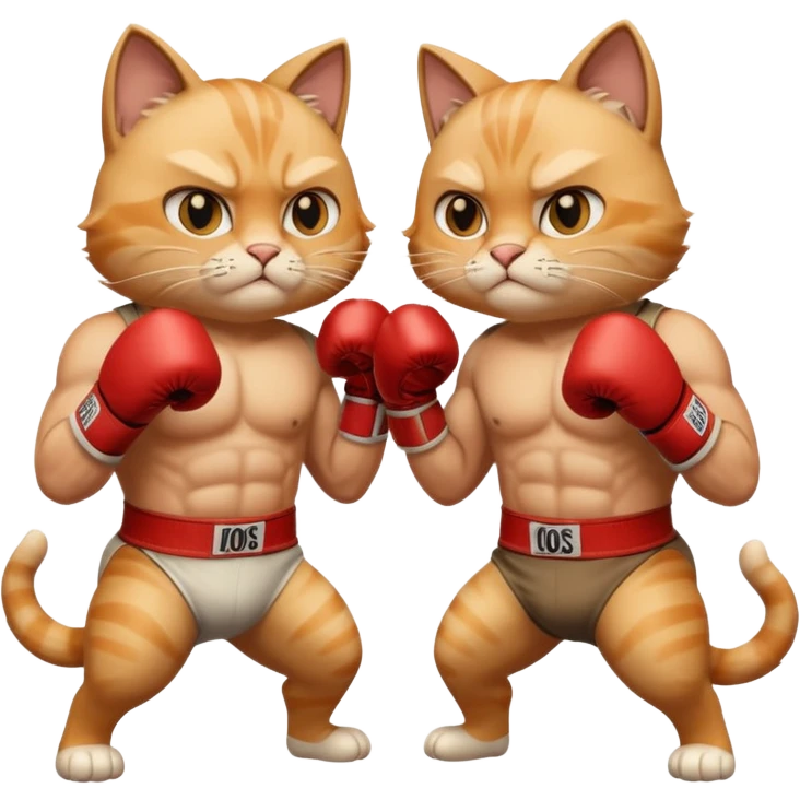 Two buff cats boxing emoji