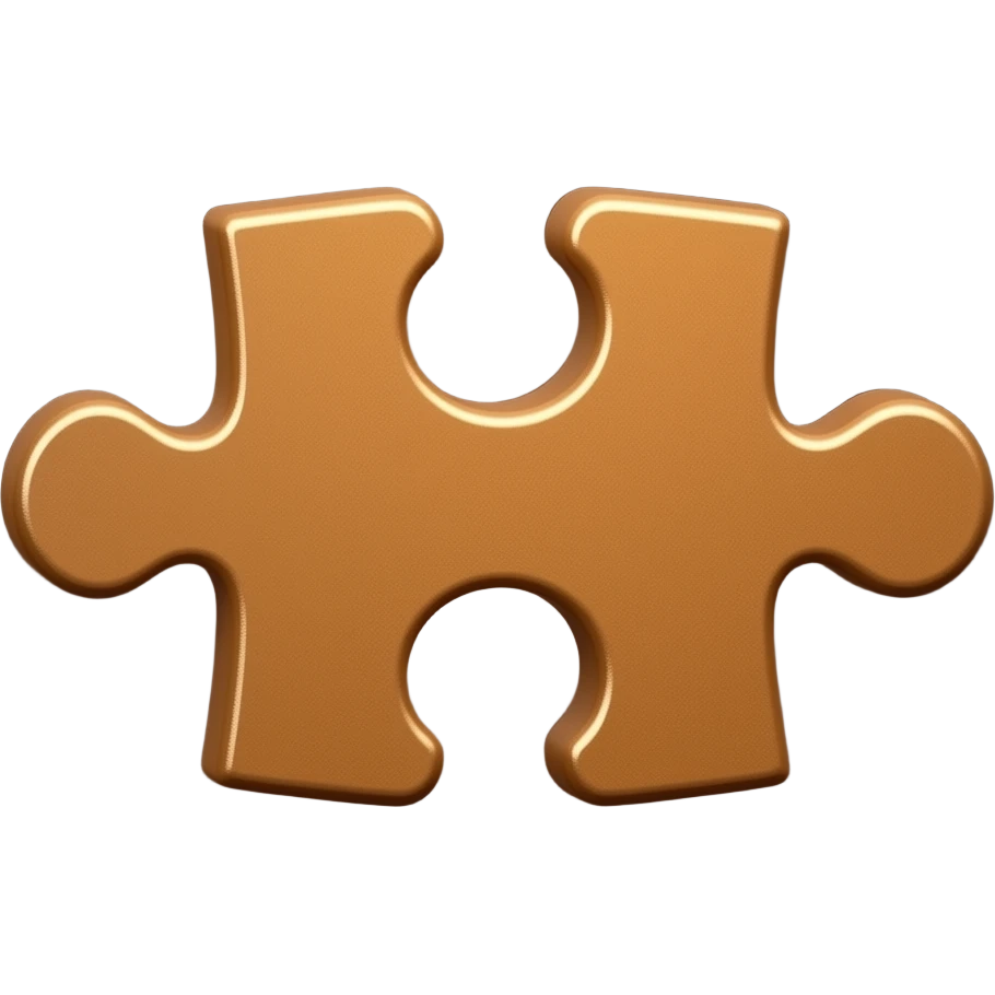 3d-brown -puzzle-piece-emoji polished-metal-texture,-floating-on-a-deep-midnight-brown-background--soft-dramatic-studio-lighting,-cinematic-rim-light emoji