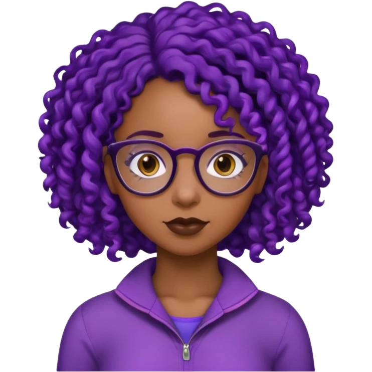 this emoji 🤓 but it’s a black girl with purple black curly hair no shoulders  emoji