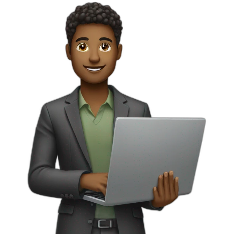 a young entrepreneur holding a laptop emoji