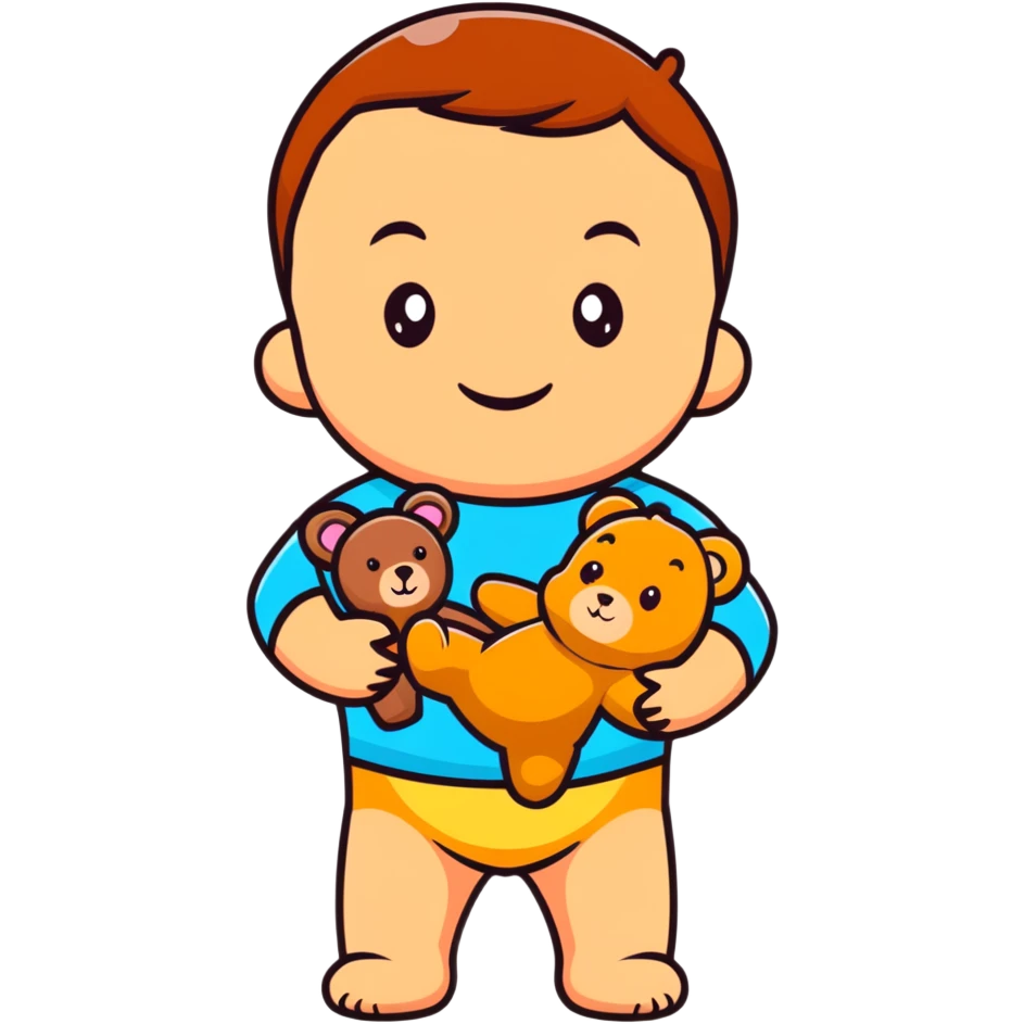 happy baby holding a teddy bear emoji