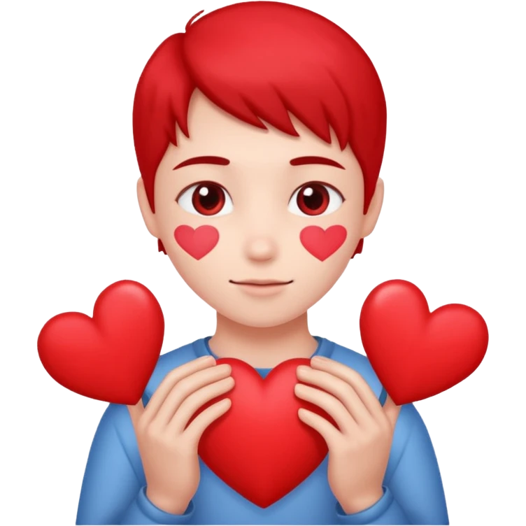 shy with red hearts emoji