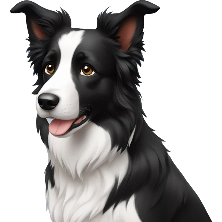 A cute Border Collie with black ears emoji