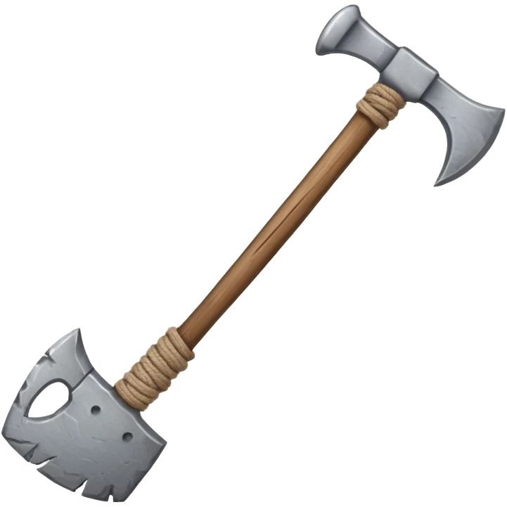 ancient break stone ax string and stick emoji