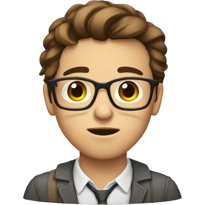nerd with brown hair bored emoji